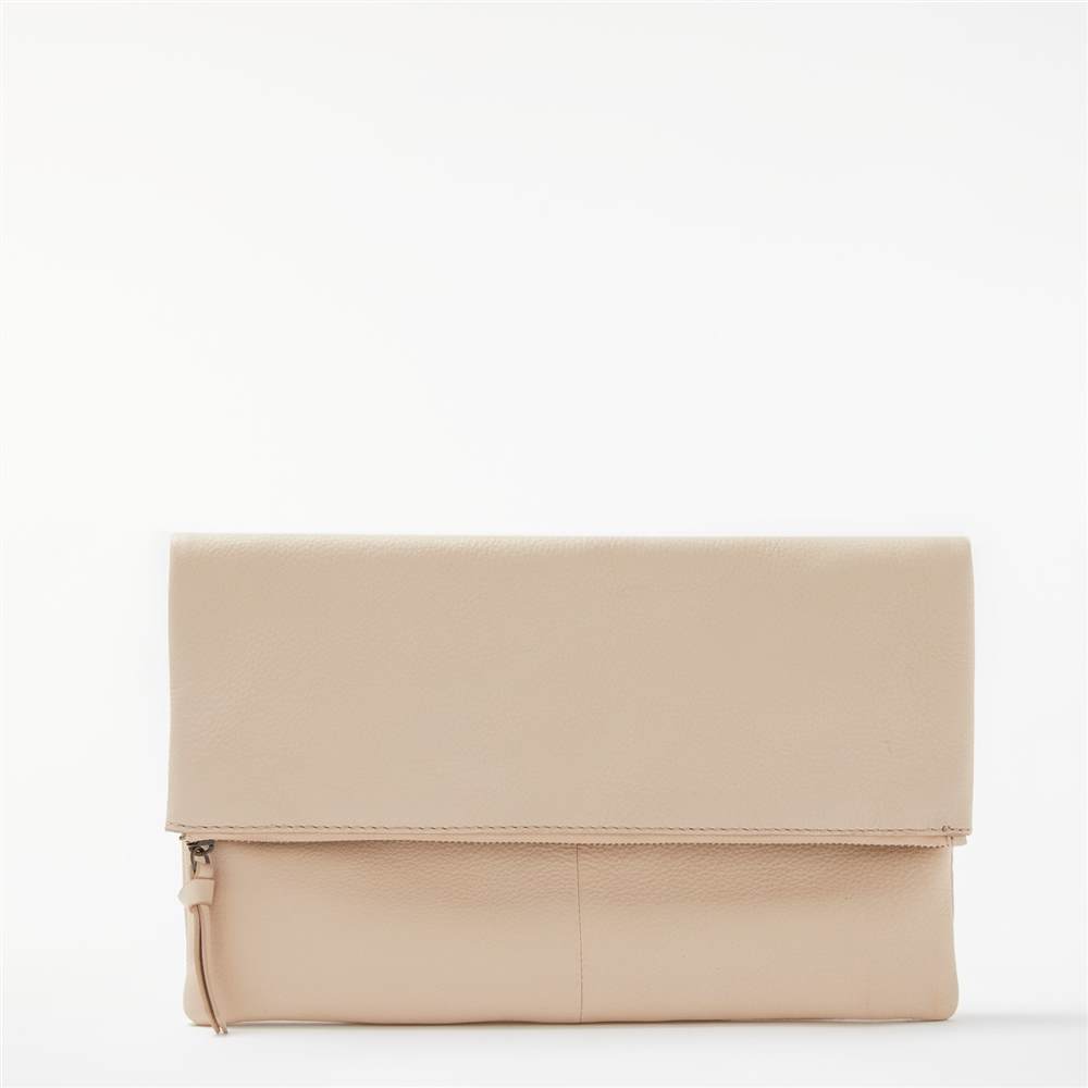 AND/OR Madi Leather Clutch BagNude Handbags