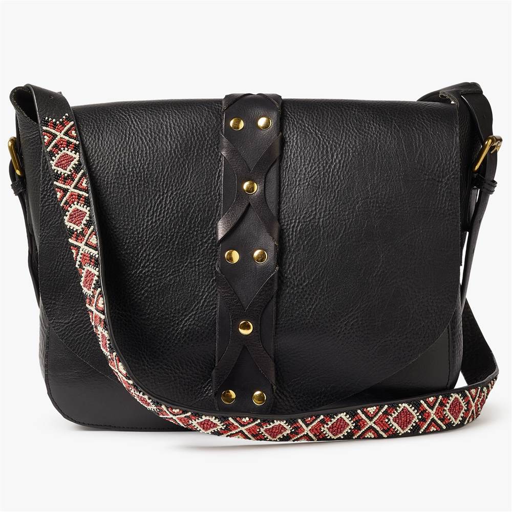 AND/OR Maya Guitar Strap Leather Cross Body Bag Black Handbags