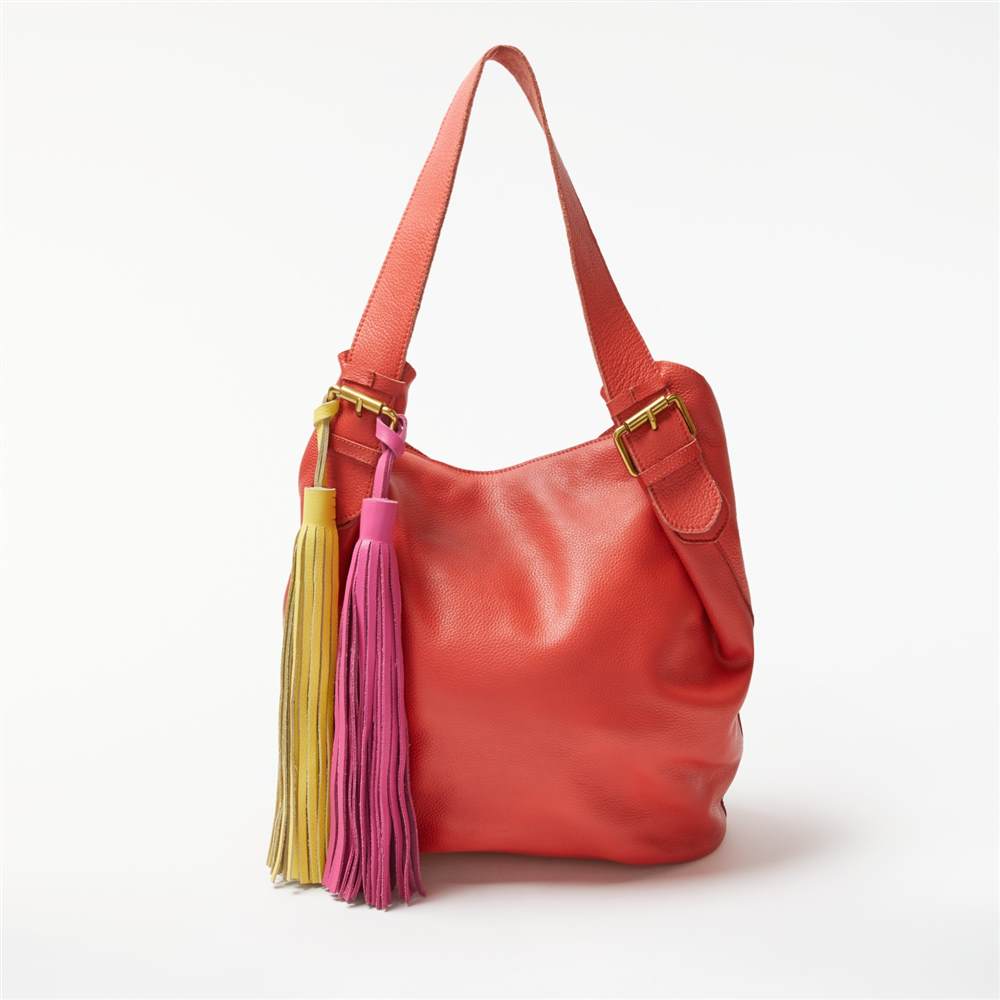 AND/OR Maya Leather Bucket Bag Orange Handbags