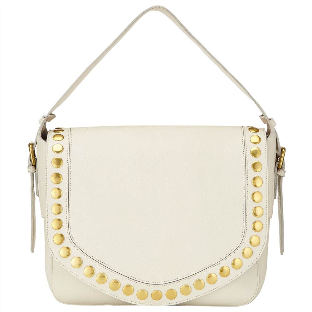 AND/OR Maya Leather Slouch Shoulder Bag Cream Handbags