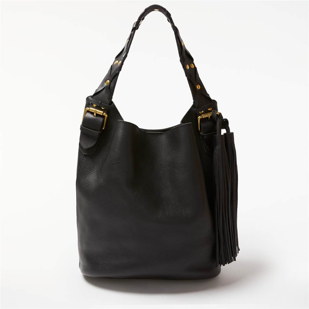 AND/OR Maya Leather Studded Strap Bucket BagBlack Handbags