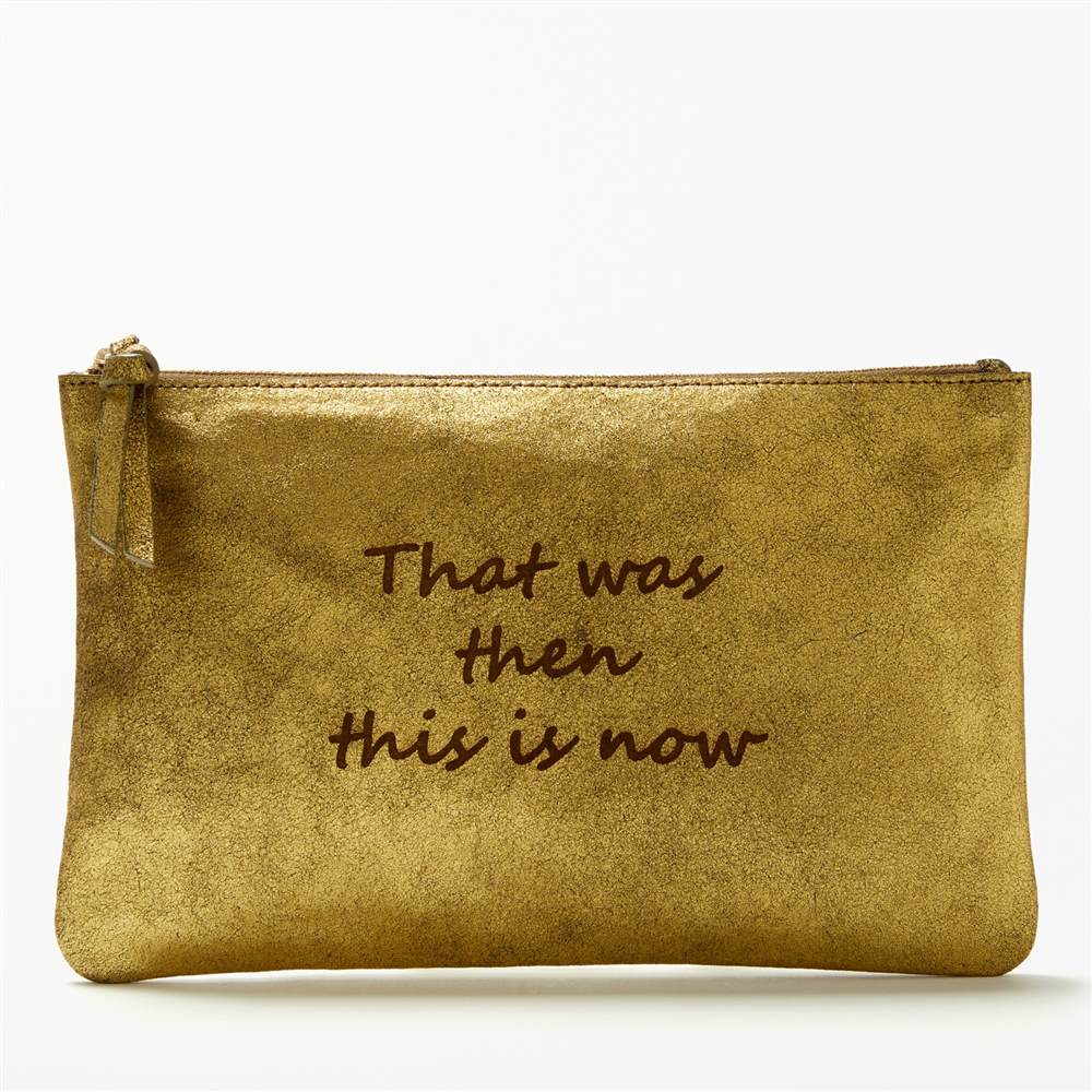 AND/OR Mila Slogans Leather That Was Then This Is Now Pouch Purse Metallic Purses