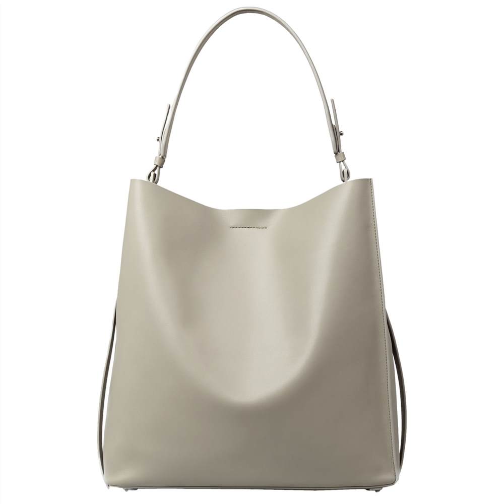 AllSaints Paradise Leather North South Tote Bag Light Cement Grey AllSaints Handbags