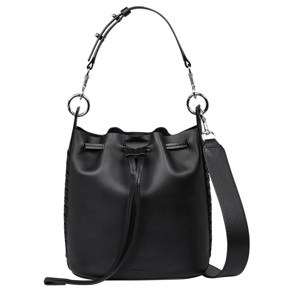 AllSaints Ray Leather Small Bucket Bag BlackBlack AllSaints Handbags