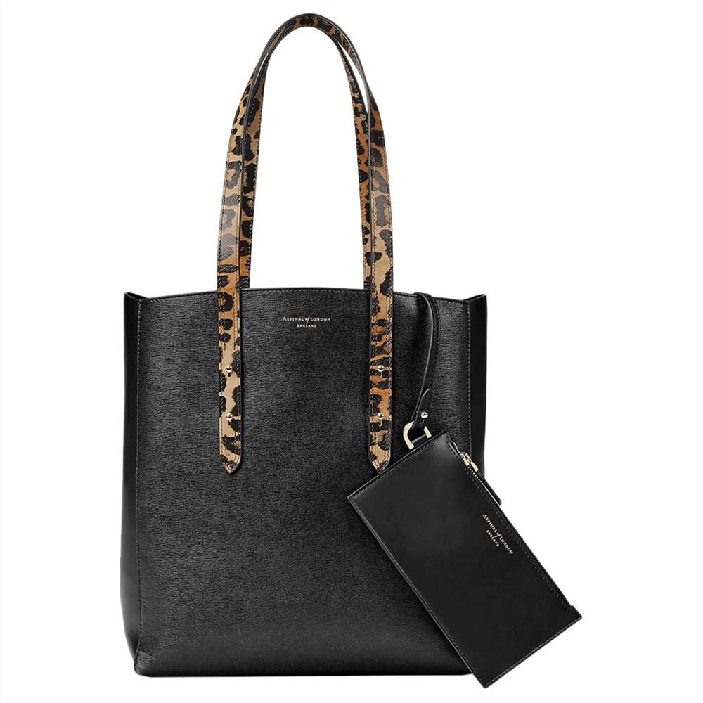 A-London Essential Leather Tote BagLeopard Black A-London Handbags