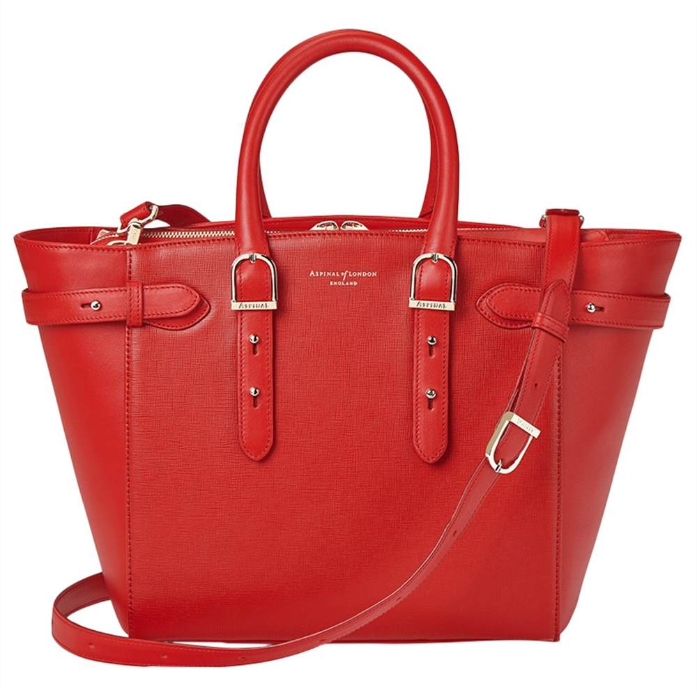 A-London Marylebone Midi Leather Tote Bag Carrera Scarlet A-London Handbags