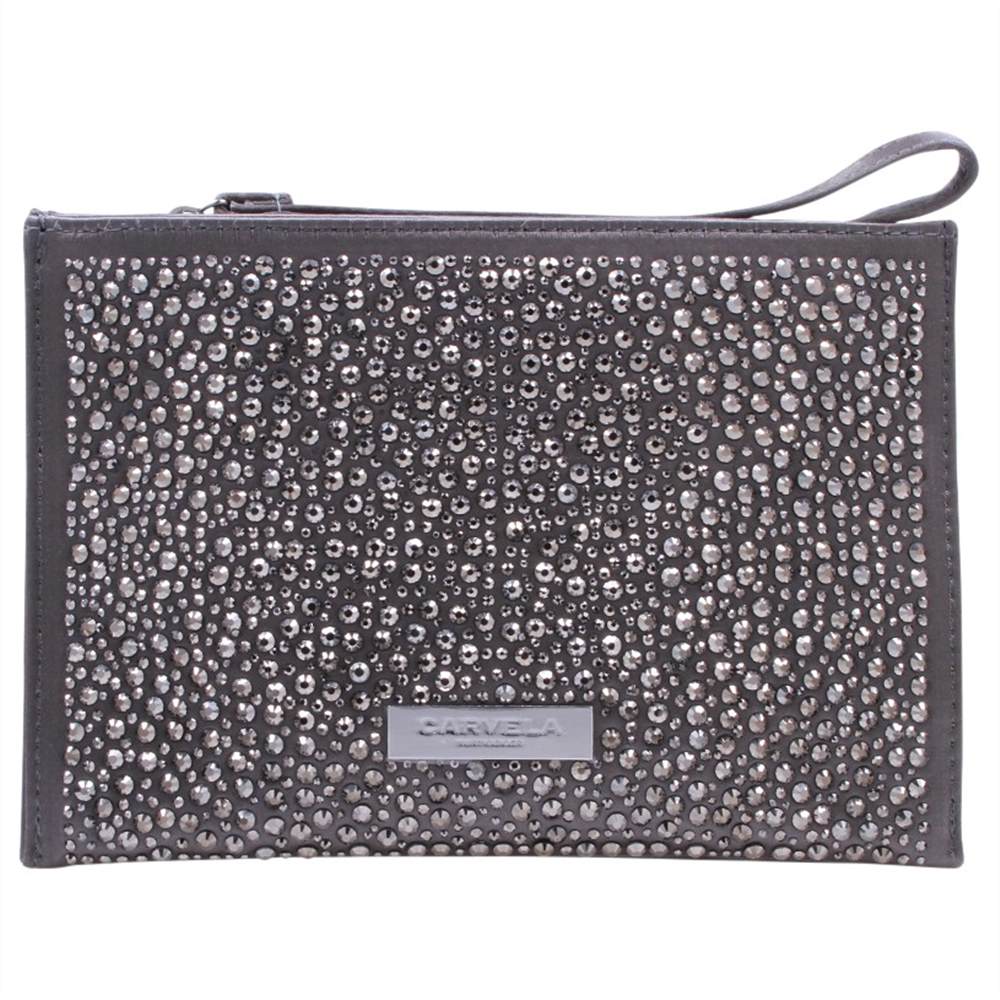 Carvela Genna Pouch Satin Clutch Bag Grey Carvela Handbags