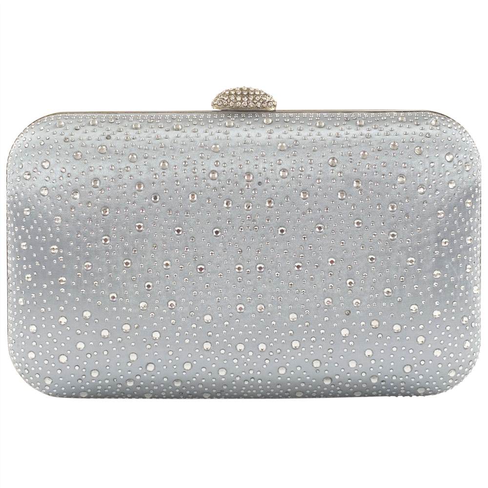 Chesca Satin Diamante Box Clutch BagSilver Chesca Handbags