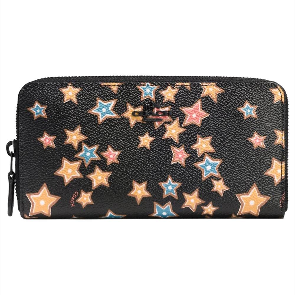 Co-London Accordian Leather Print Zip Purse Black Stars Co-London Purses