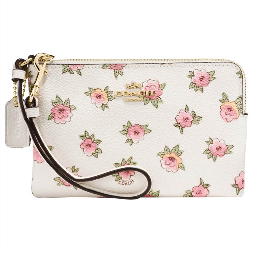 Co-London Leather Floral Print Small Wristlet Purse Chalk/Multi Co-London Purses