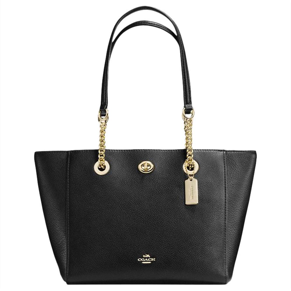 Co-London Turnlock 27 Chain Leather Tote Bag Black Co-London Handbags