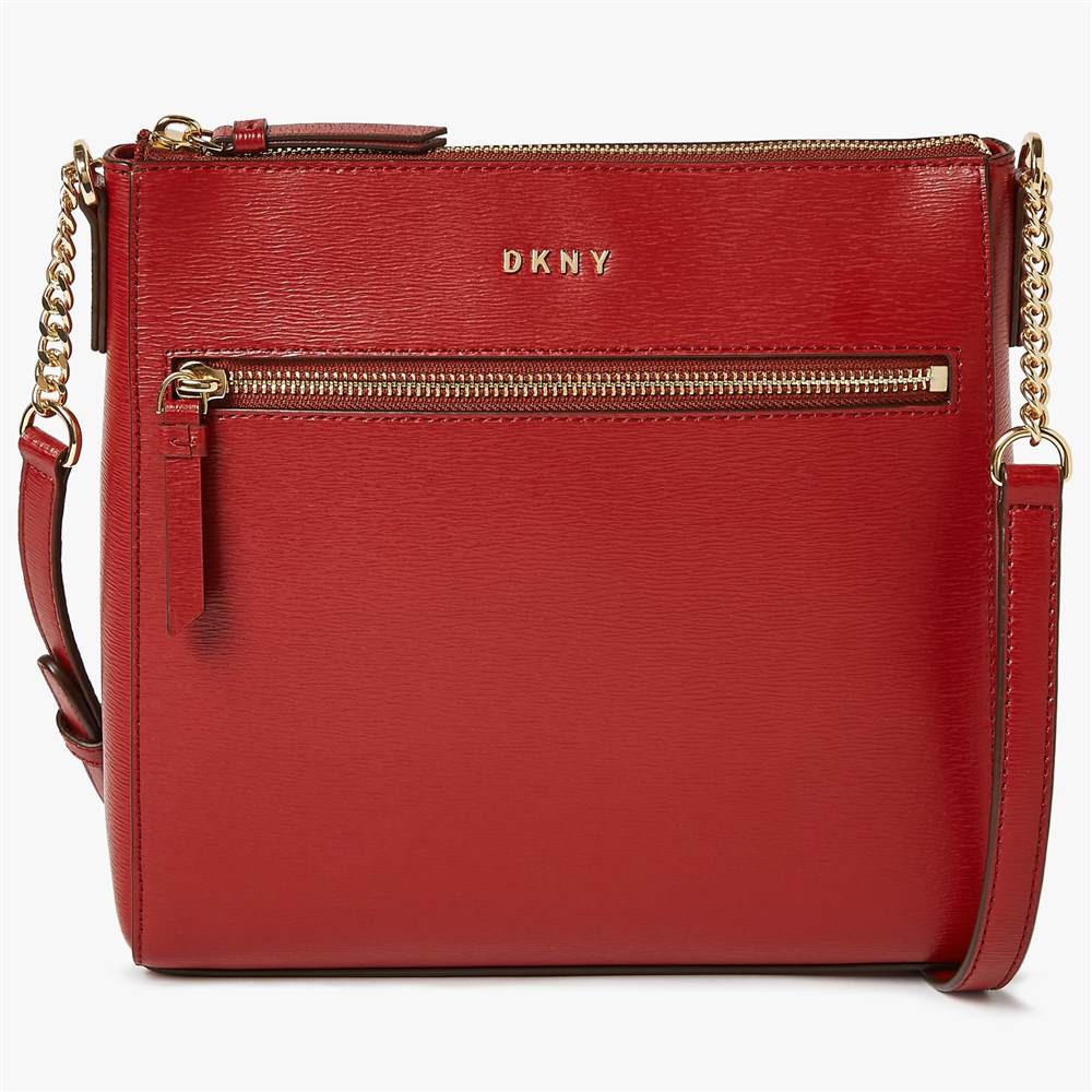 Dk-London Chain Item Leather Top Zip Cross BodyScarlet Dk-London Handbags