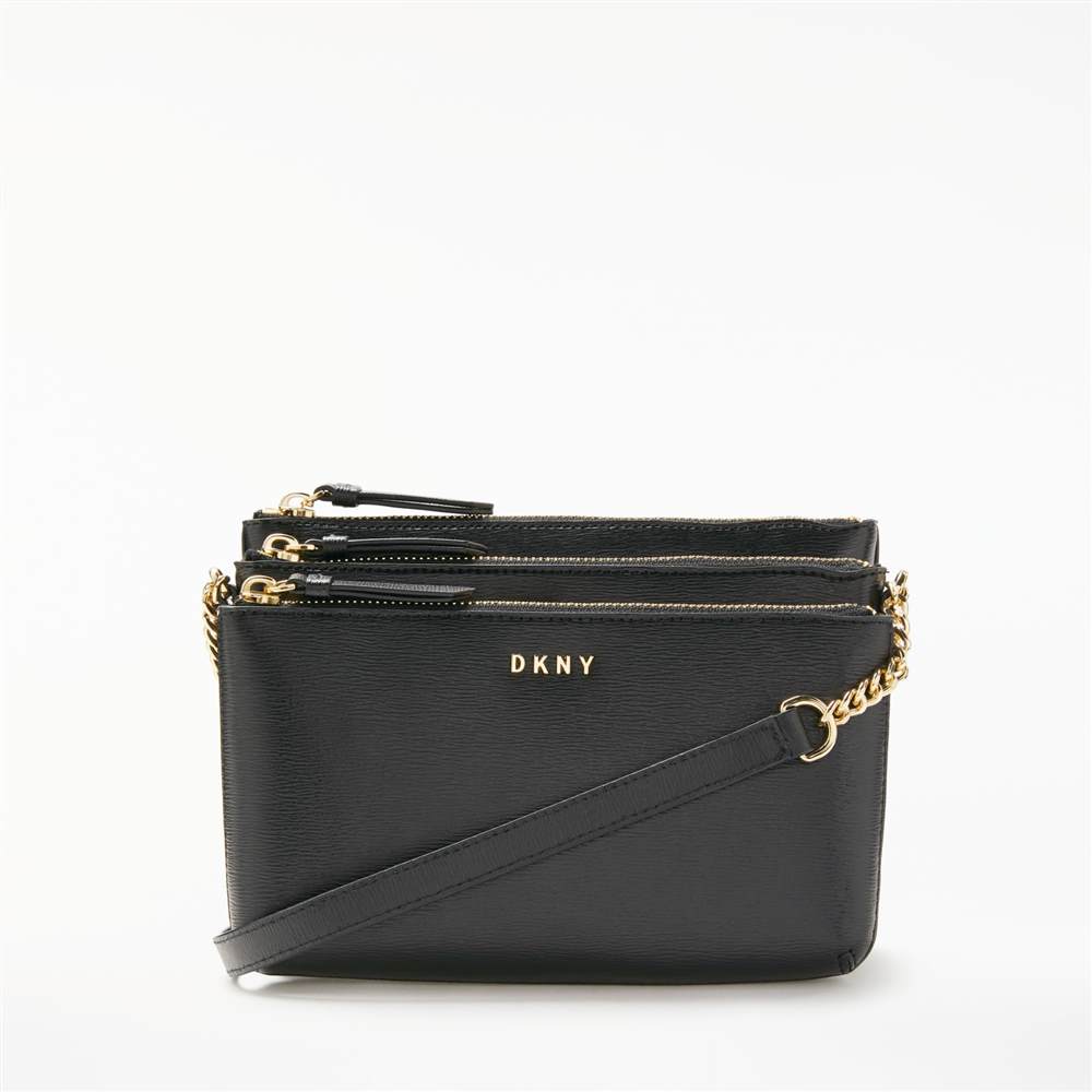 Dk-London Chain Item Sutton Textured Leather Cross Body Bag Black Dk-London Handbags