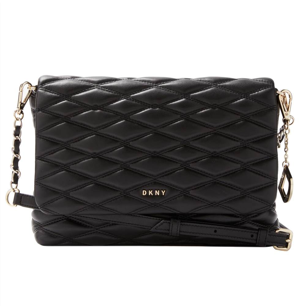 Dk-London Nappa Leather Quilted Medium Flapover Cross Body Black Dk-London Handbags