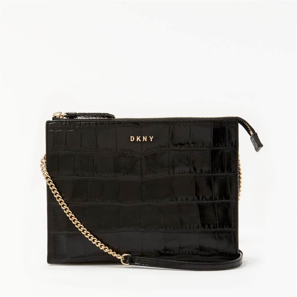 Dk-London Sutton Croc Effect Leather Zip Cross Body BagBlack Dk-London Handbags