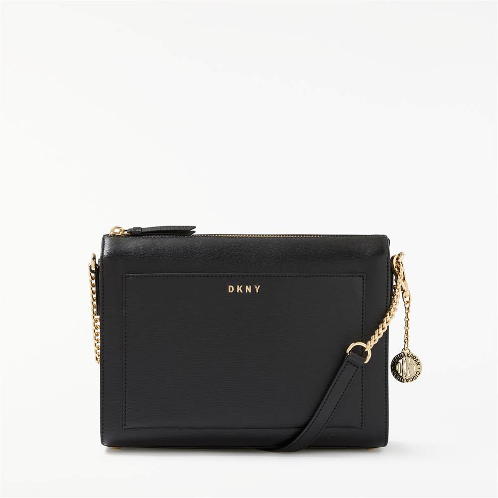 Dk-London Sutton Textured Leather Medium Cross Body Bag Black Dk-London Handbags