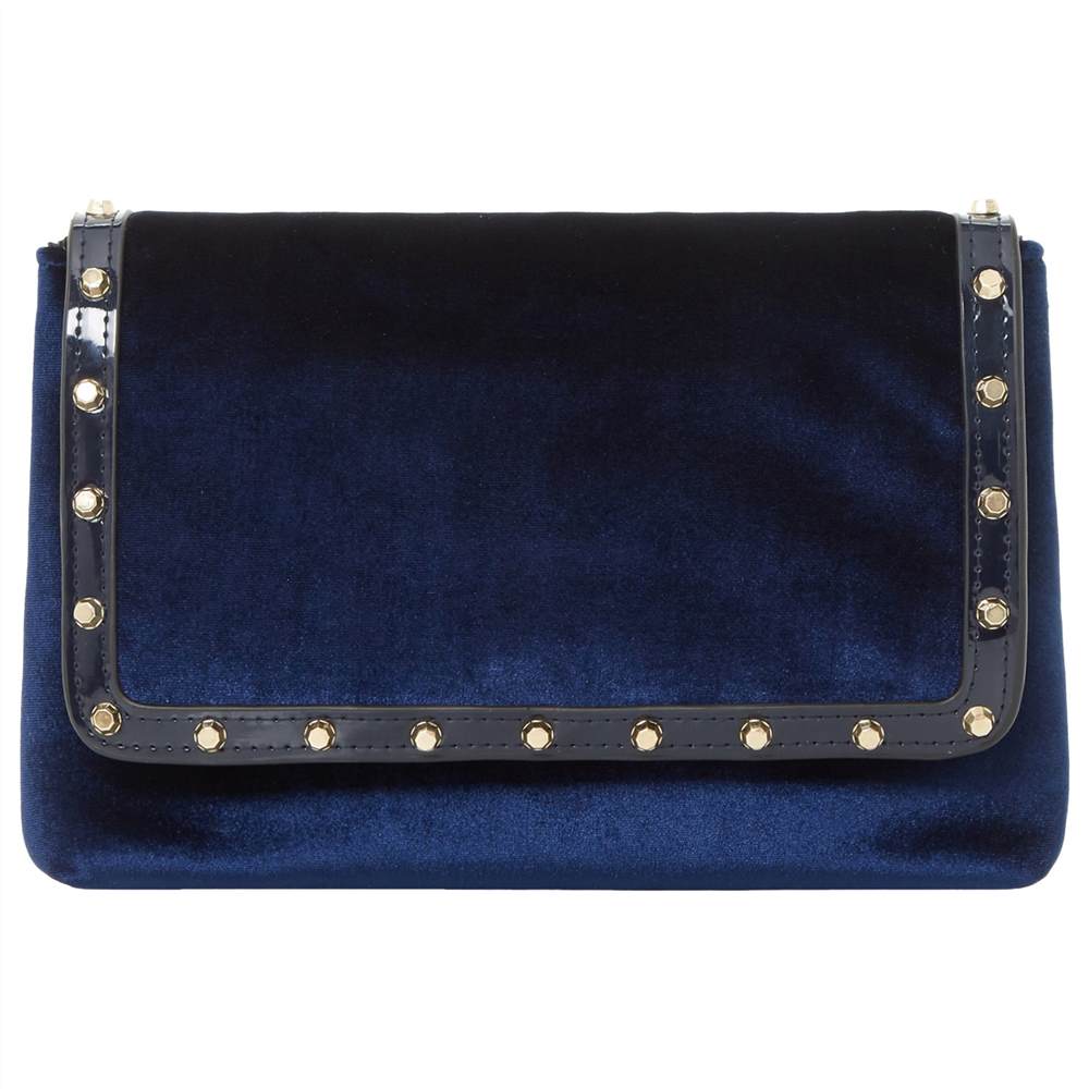 Dune Borriss Velvet Clutch Bag Navy Dune Handbags