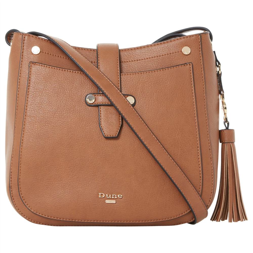 Dune Danao Medium Cross Body Saddle Bag Tan Dune Handbags