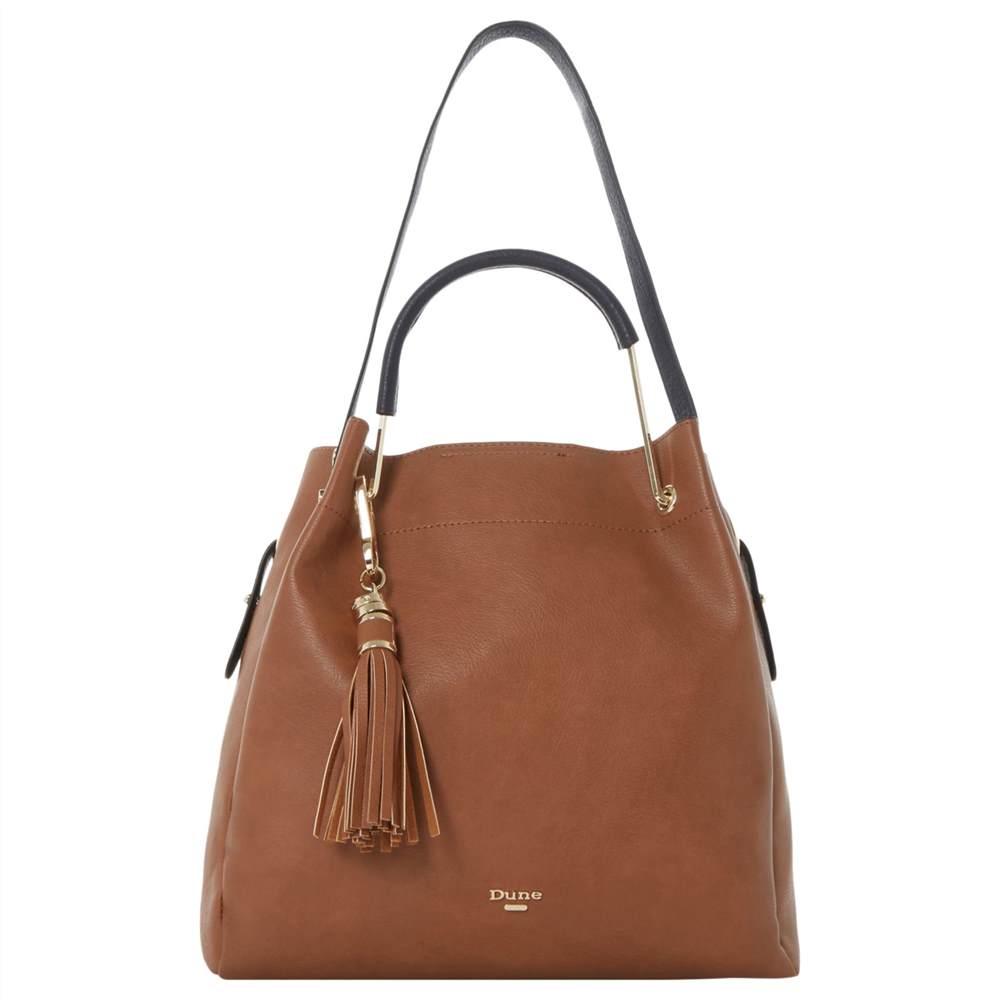 Dune Daura Metal Handle Slouch Shoulder Bag Tan Dune Handbags