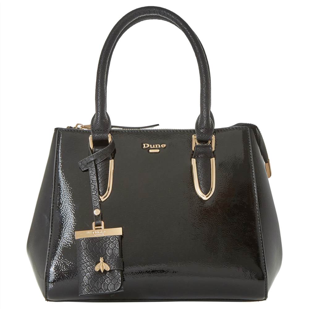 Dune Denvie Top Handle Patent Tote BagBlack Dune Handbags