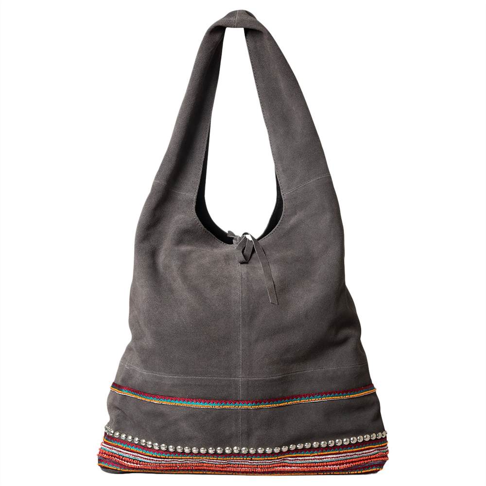 East Leather Patchwork Jute Bag Greystone East Handbags