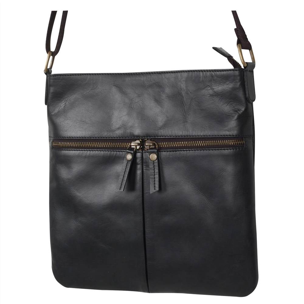 Fat Face Alice Double Zip Cross Body Bag Black Fat Face Handbags