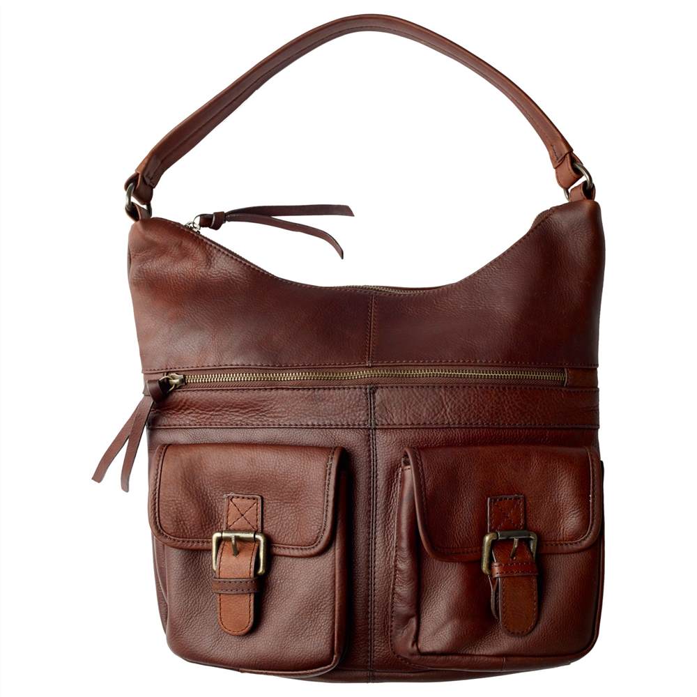 Fat Face Amelia Leather Shoulder Bag Chocolate Fat Face Handbags