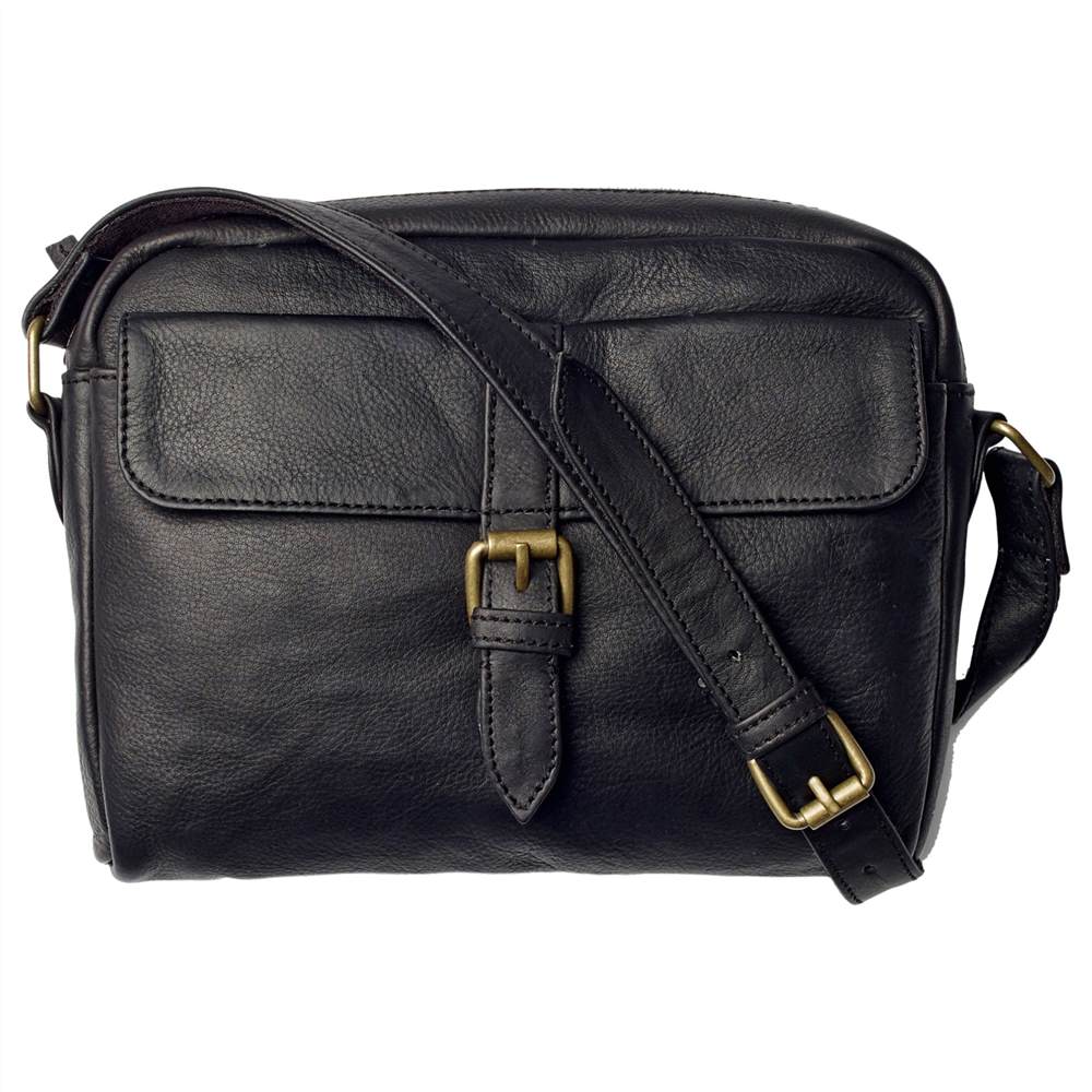 Fat Face Leather Cross Body Camera Bag Black Fat Face Handbags