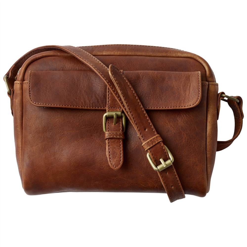 Fat Face Leather Cross Body Camera Bag Chestnut Fat Face Handbags