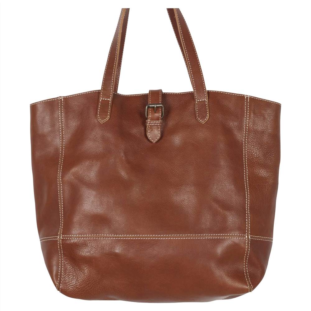 Fat Face Lily Large Leather Buckle Tote Bag Chestnut Fat Face Handbags