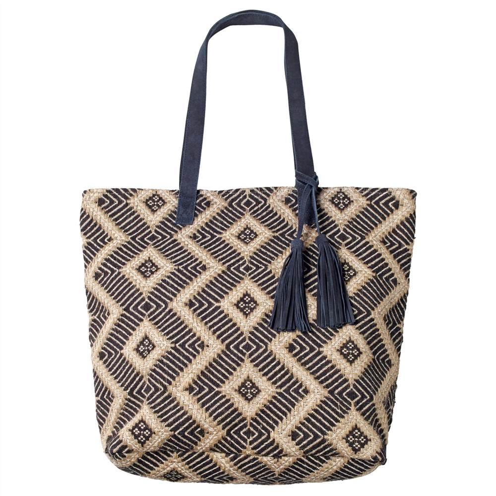 Fat Face Tia Hessian Weave Shopper Bag Navy Fat Face Handbags