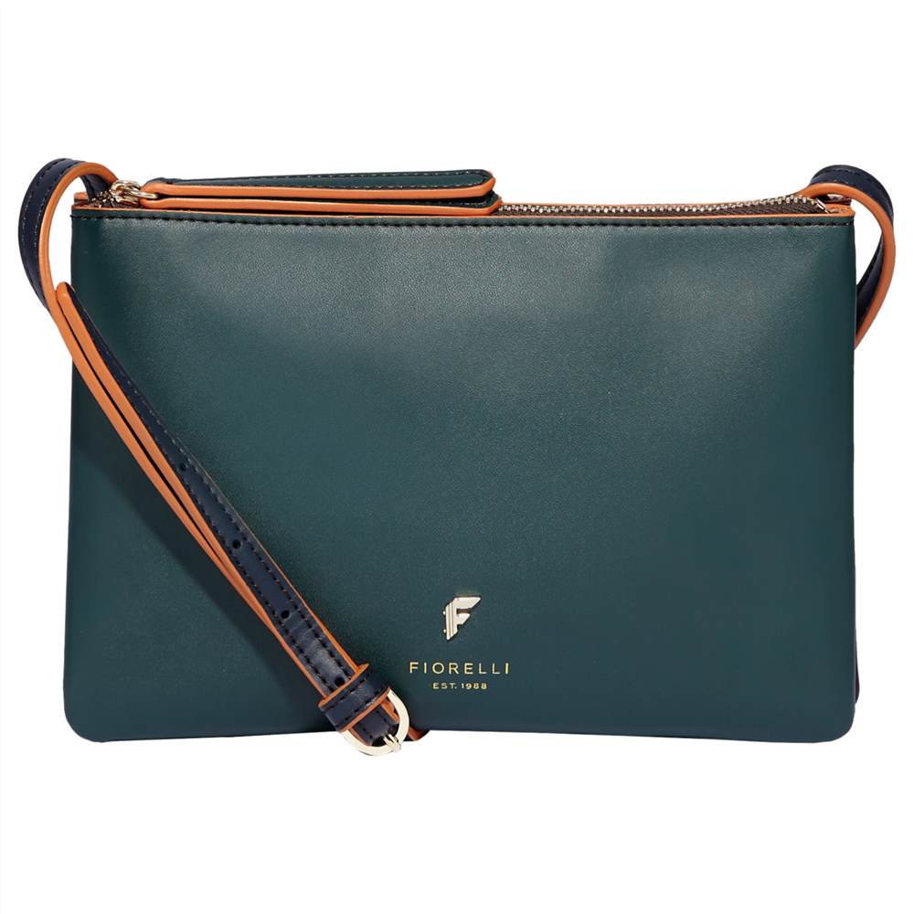 Fi-London Bunton Double Compartment Cross Body BagRacing Green Fi-London Handbags