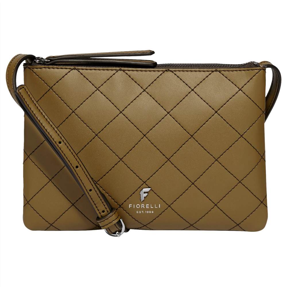 Fi-London Bunton Double Compartment Patterned Cross Body BagOlive Quilt Fi-London Handbags