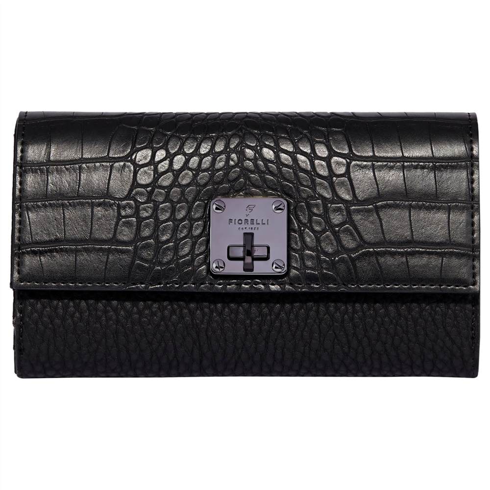 Fi-London Chiltern Textured Turnlock Dropdown PurseBlack Fi-London Handbags