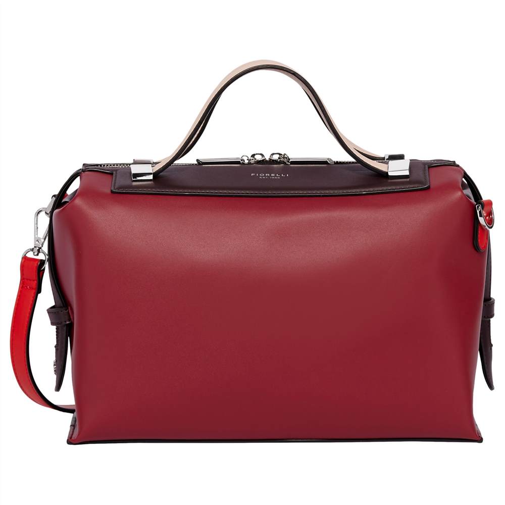 Fi-London Fletcher Boxy Bowler Bag Red Mix Fi-London Handbags