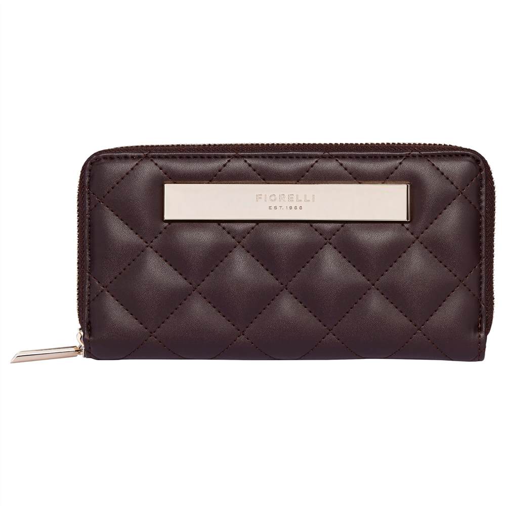 Fi-London Holloway Quilted Zip Around PurseAubergine Fi-London Purses