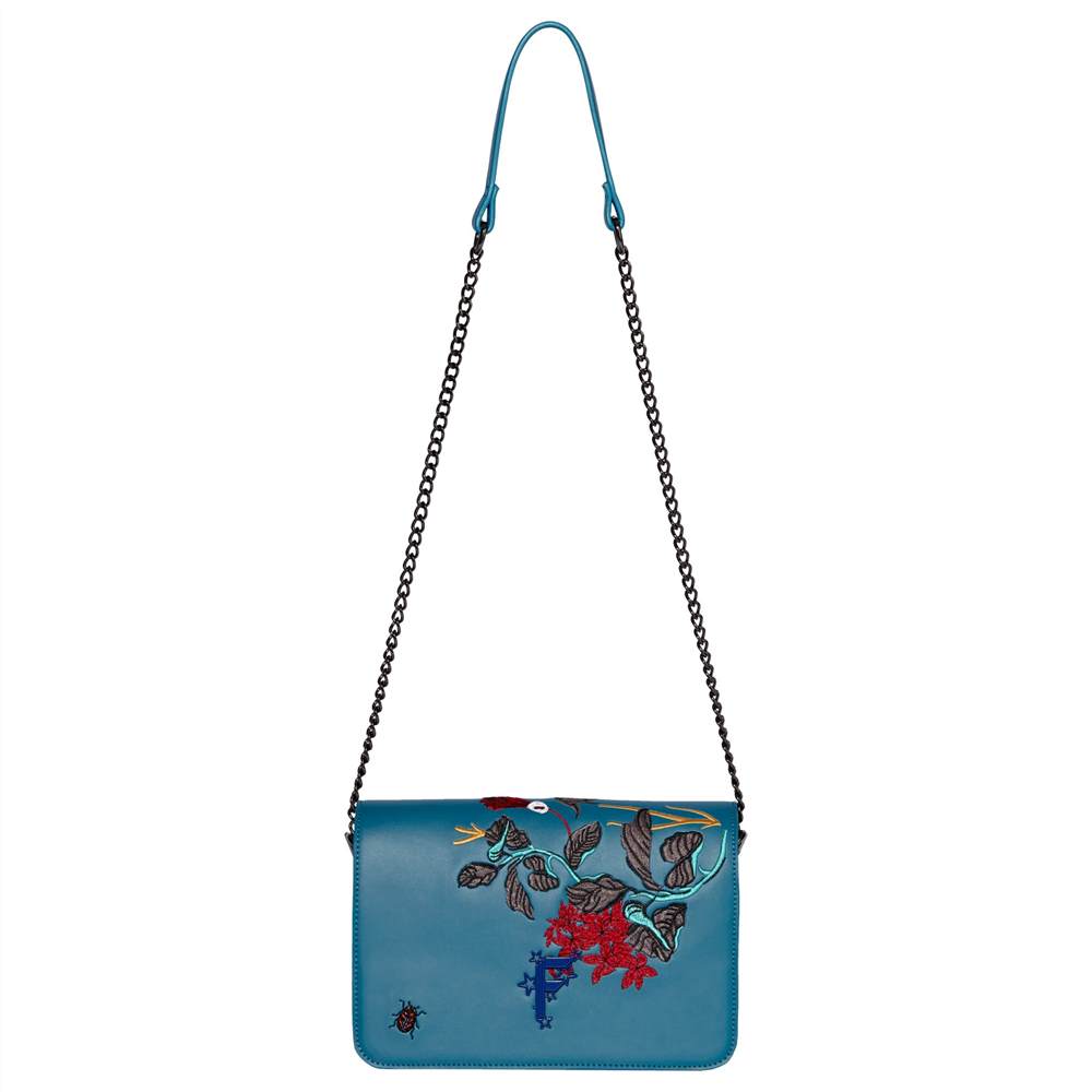 Fi-London Nighttails Large Flapover BagBlue Embroidered Fi-London Handbags