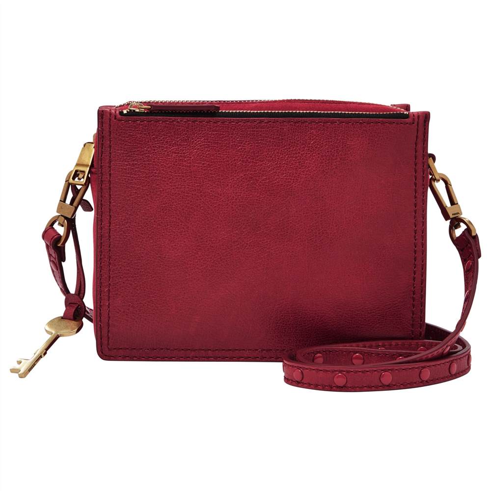 Fossil Campbell Leather Cross Body BagRed Velvet Fossil Handbags