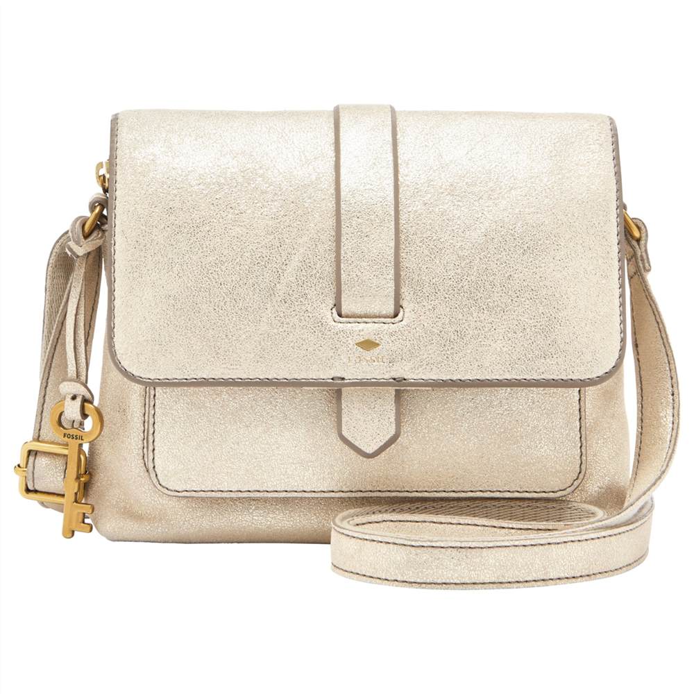 Fossil Kinley Small Leather Cross Body Bag Pale Gold Fossil Handbags