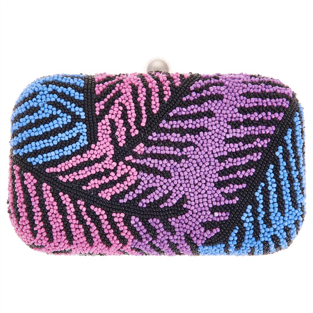 From St Xavier Leaf Box Clutch Pink/ Blue From St Xavier Handbags