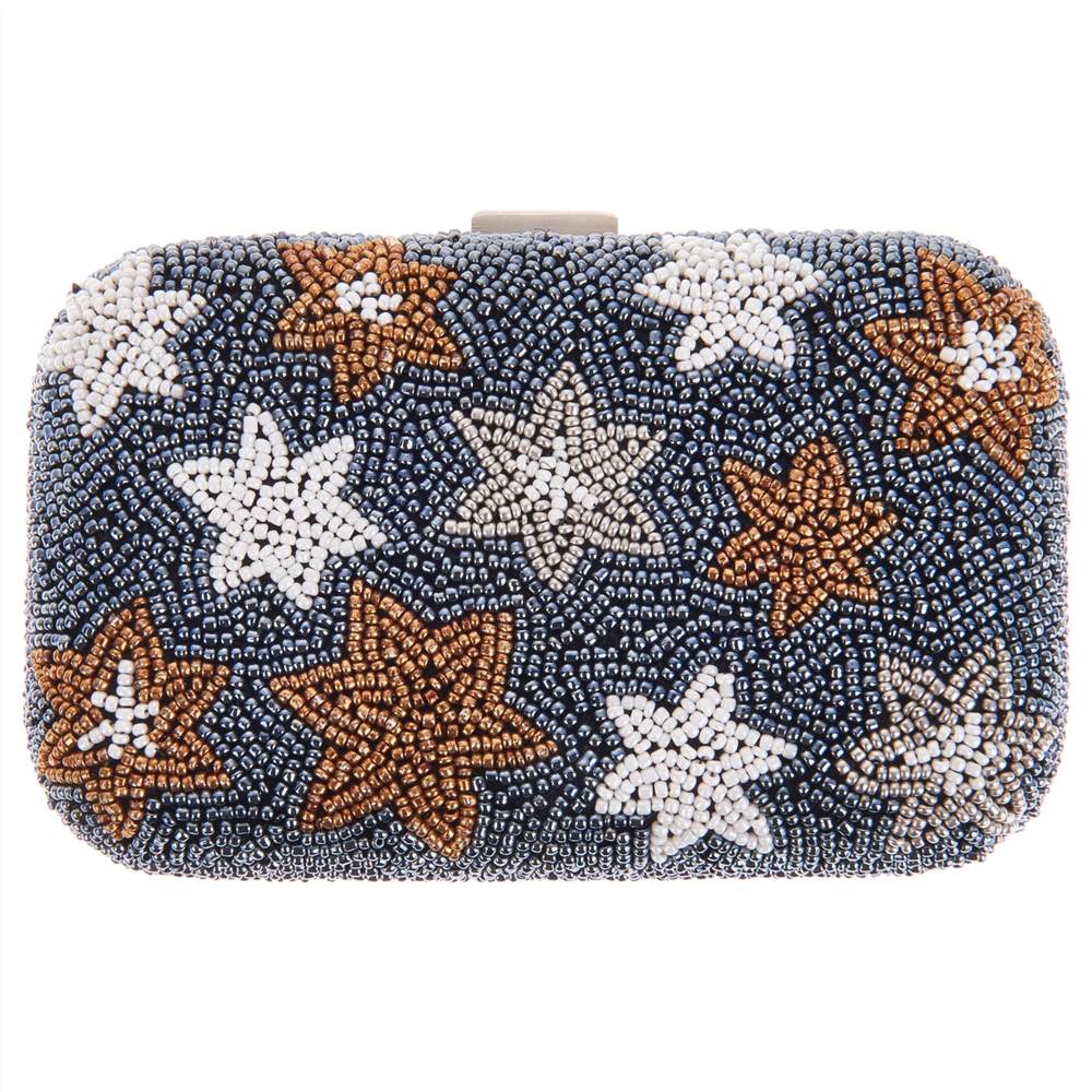 From St Xavier Stars Box Clutch Blue/Metallic From St Xavier Handbags