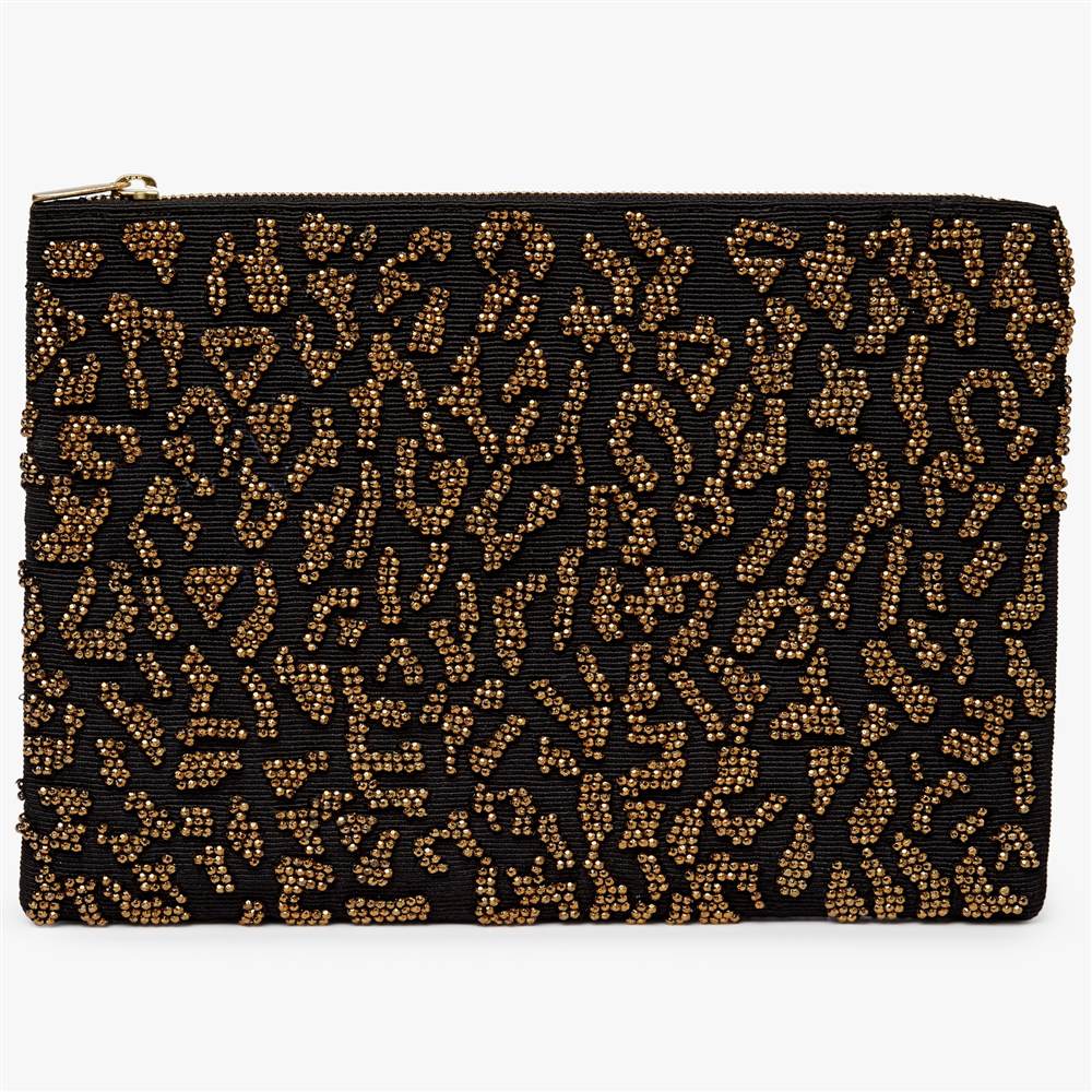 John Lewis Beaded Pouch Clutch Bag Leopard John Lewis Handbags