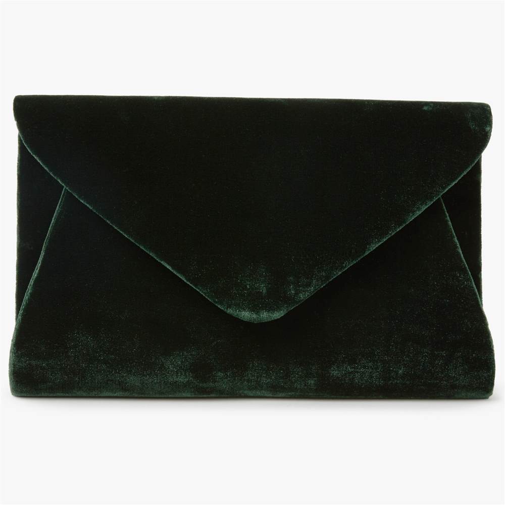 John Lewis Fiona Faux Velvet Clutch BagGreen John Lewis Handbags