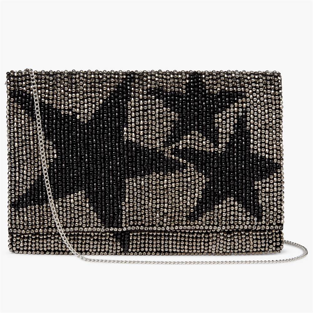 John Lewis Starr Envelope Beaded Clutch Bag Silver/Black John Lewis Handbags