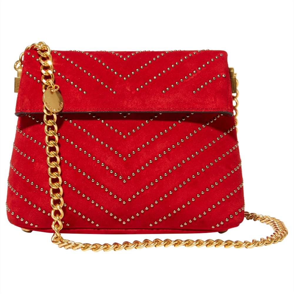 Karen Millen Leather Stud Mini Regent Shoulder Bag Red Karen Millen Handbags