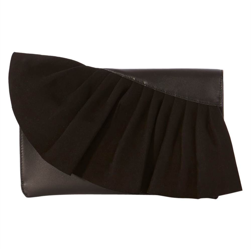 Karen Millen Ruffle Collection Clutch Bag Black Karen Millen Handbags