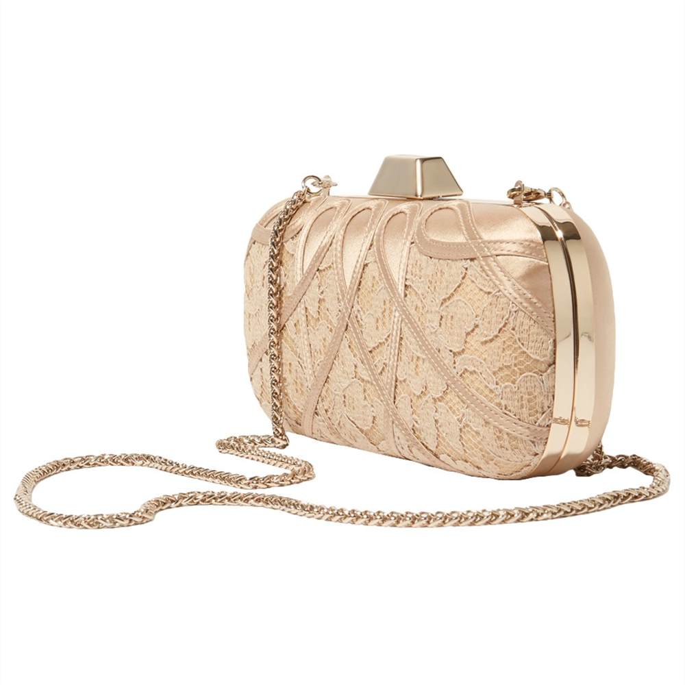 Karen Millen Satin And Lace Clutch BagChampagne Karen Millen Handbags