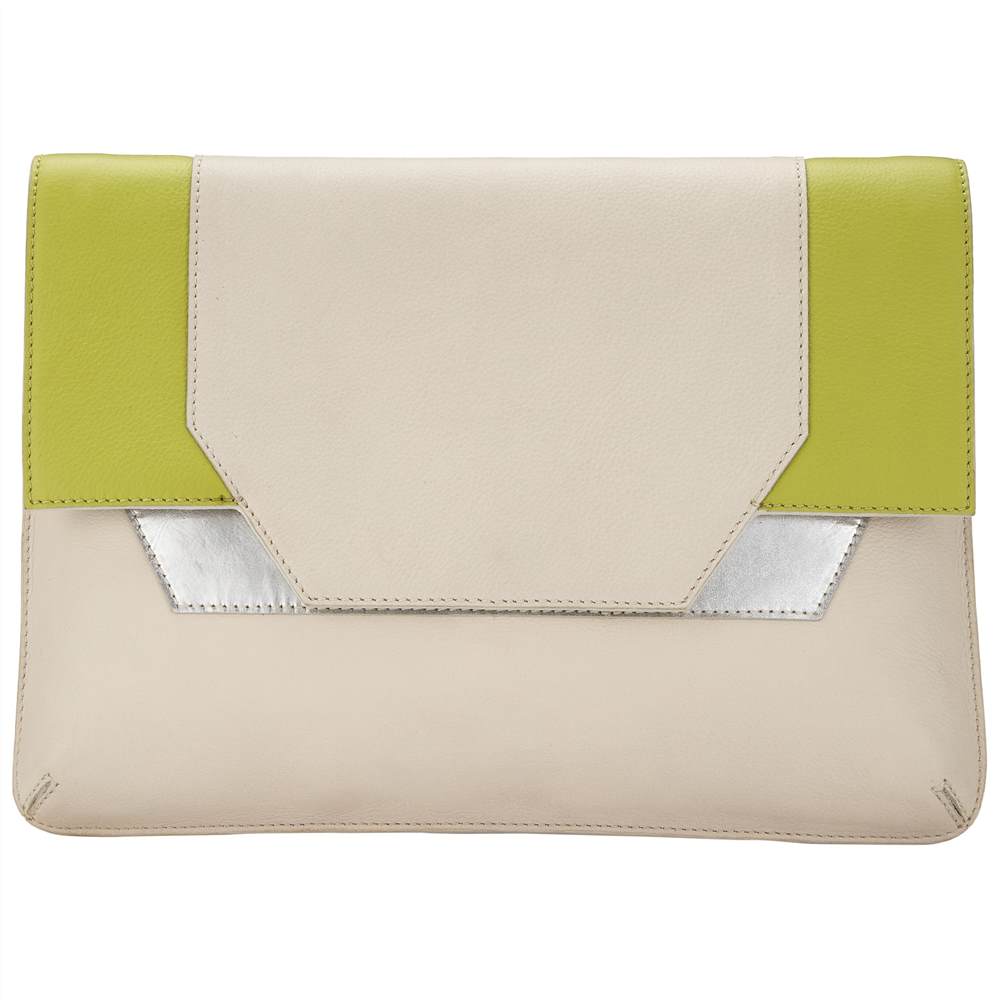 Kin by John Lewis Dillon Leather Clutch Bag Off White Kin by John Lewis Handbags