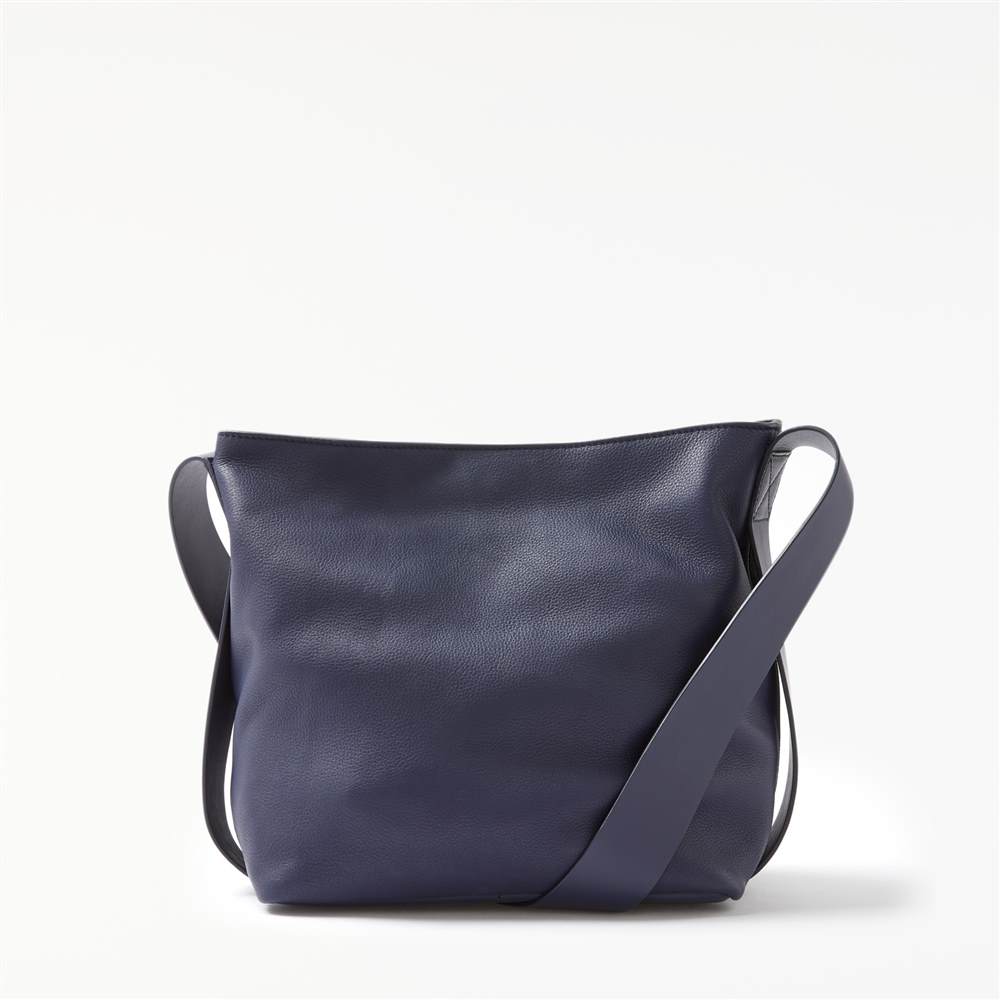 Kin by John Lewis Helen Leather Mini Bucket BagBlue Kin by John Lewis Handbags