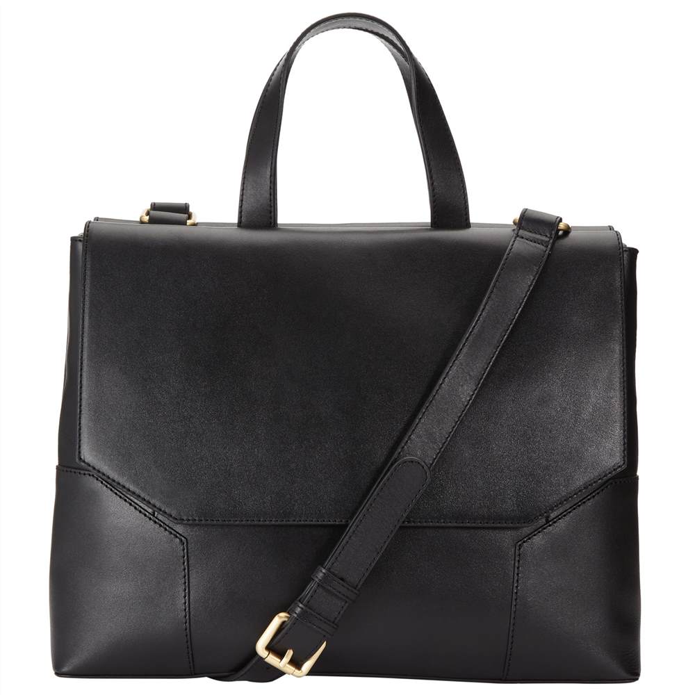 Kin by John Lewis Luna Workwear Leather Grab Bag Black Kin by John Lewis Handbags